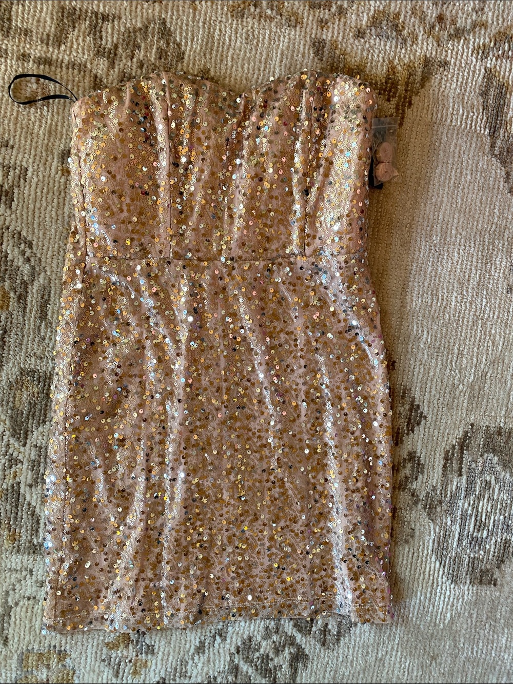 Strapless Blush Sequin Mini Dress small